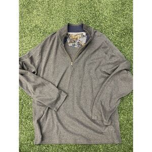 Robert Graham Mens Classic Fit Patterned 1/4 Zip Pullover‎ Gray Sweater Size 2XL